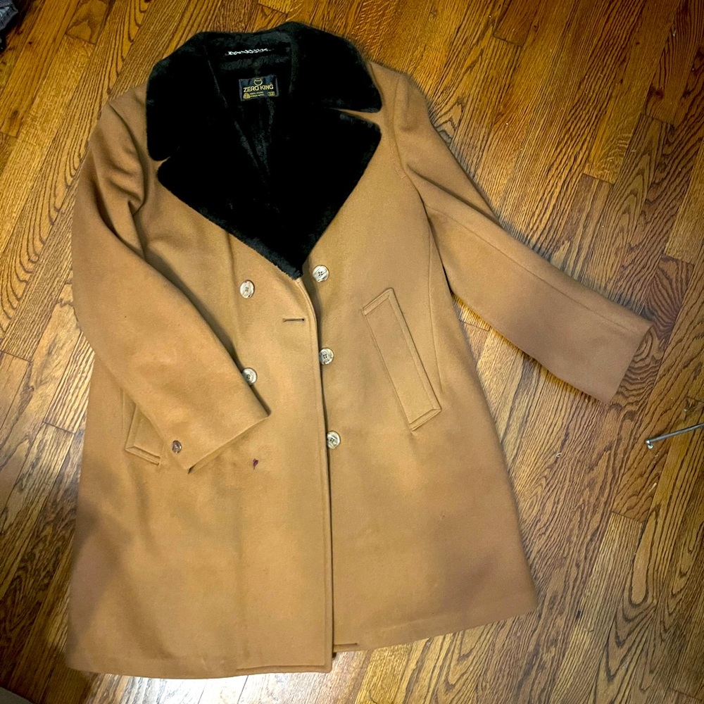 Heavy lined wool faux fur coat